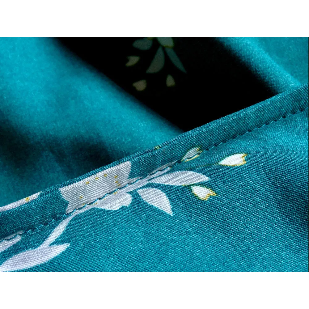 Peacock & Blossoms Short Kimono Robe