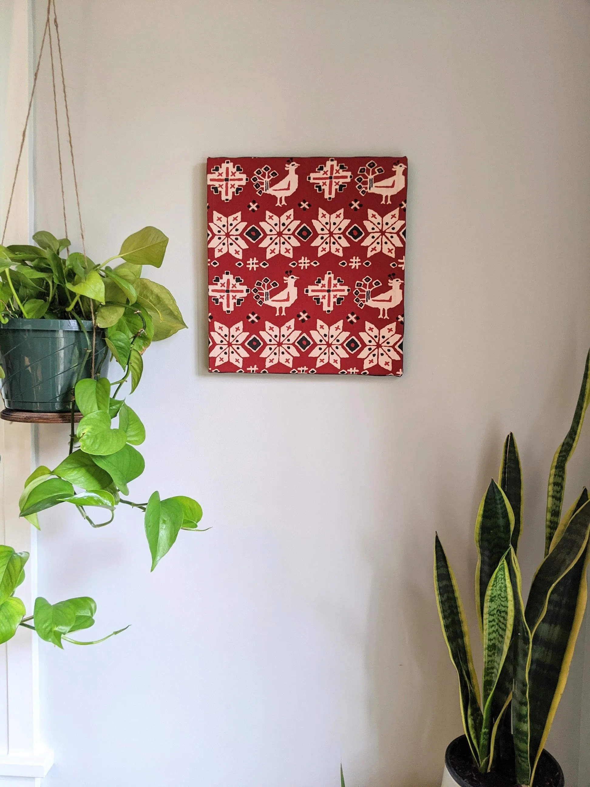 Peacock and flower sarasa obi wall art