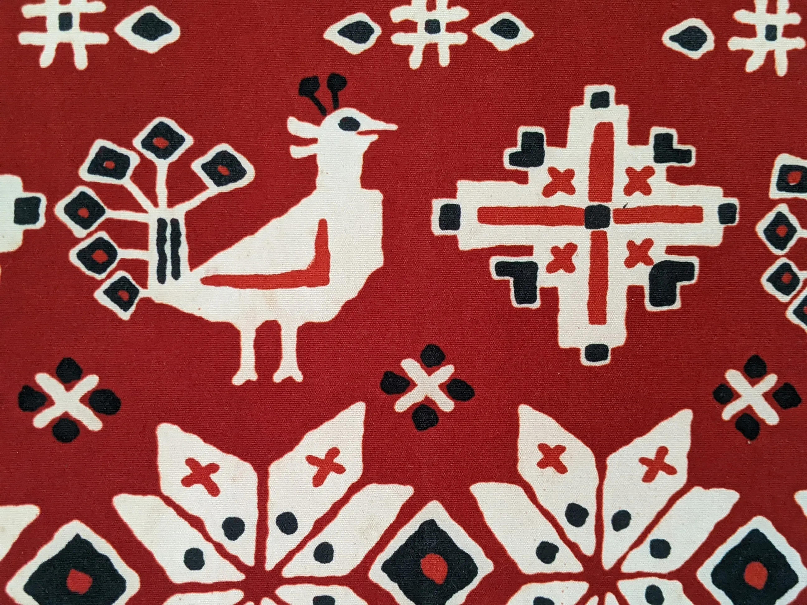 Peacock and flower sarasa obi wall art