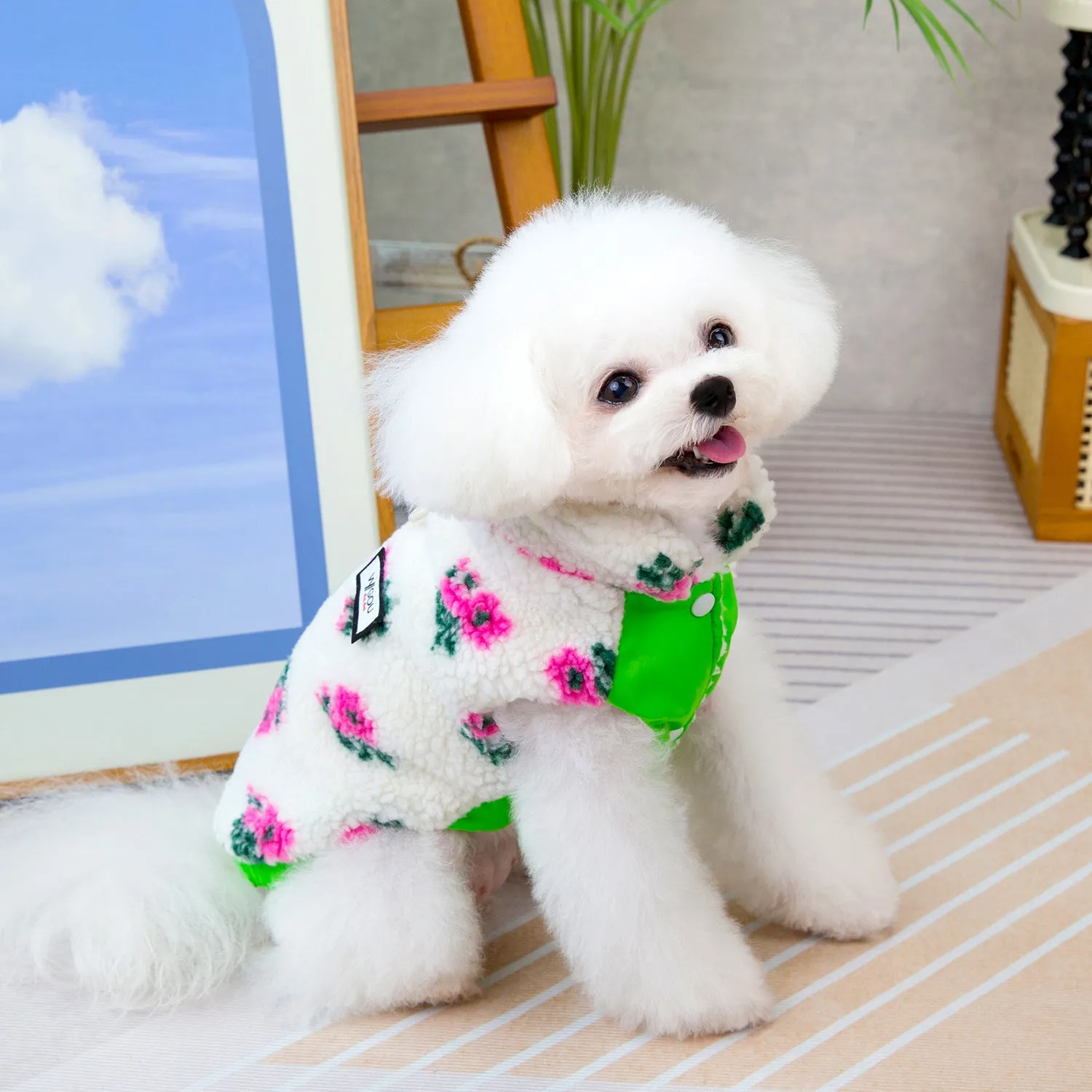 Pet Clothes | Pastoral Flower Coat for Dogs and Cats | 2024 New Autumn and Winter Pet Clothing