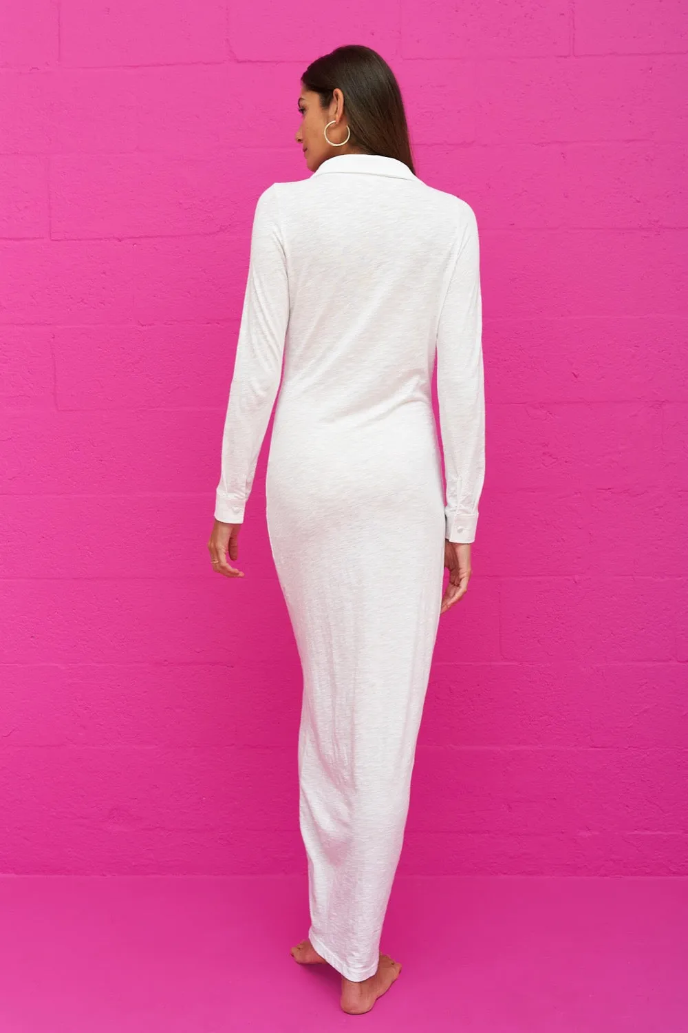 Pima Button Down Ruched Dress