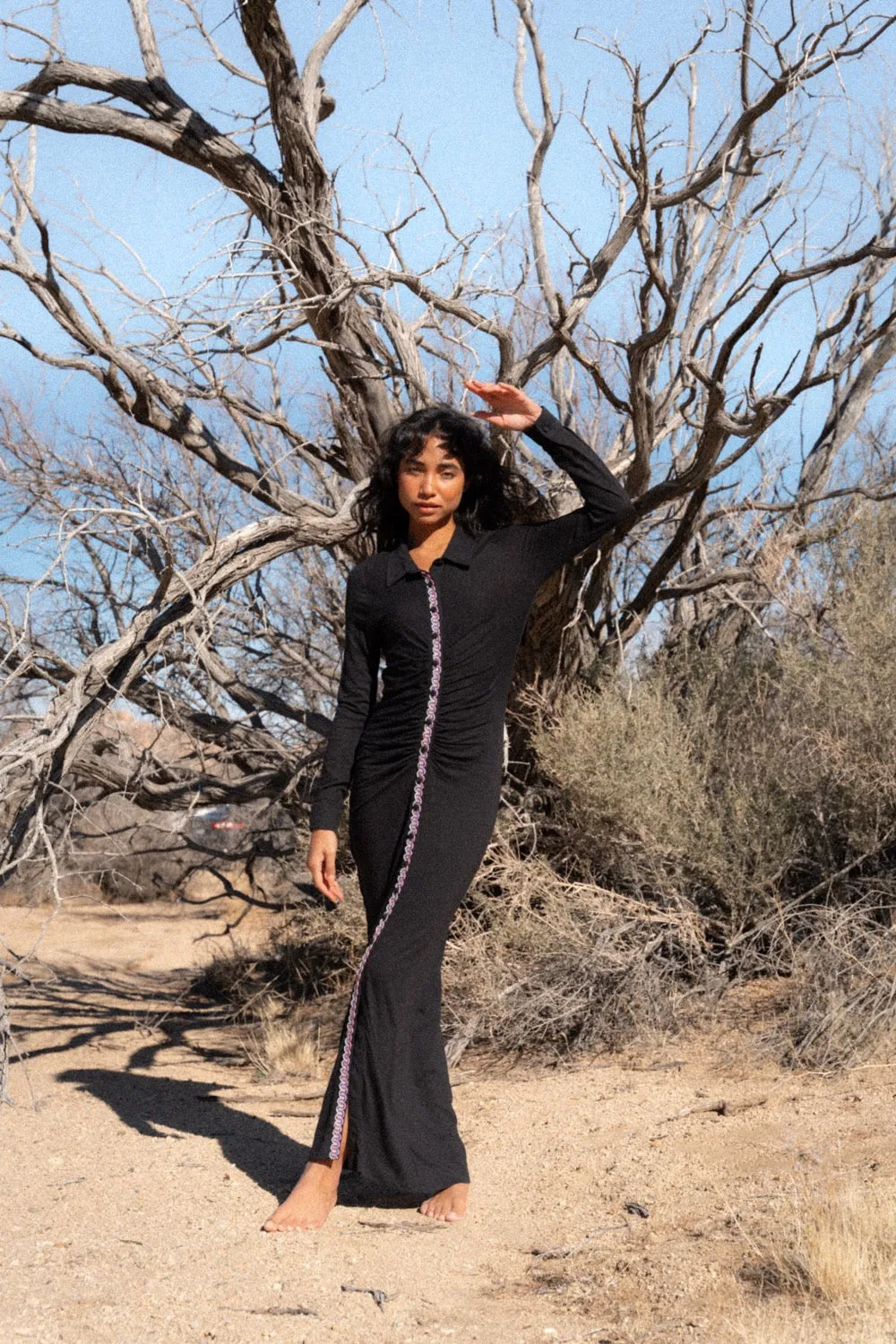 Pima Button Down Ruched Dress