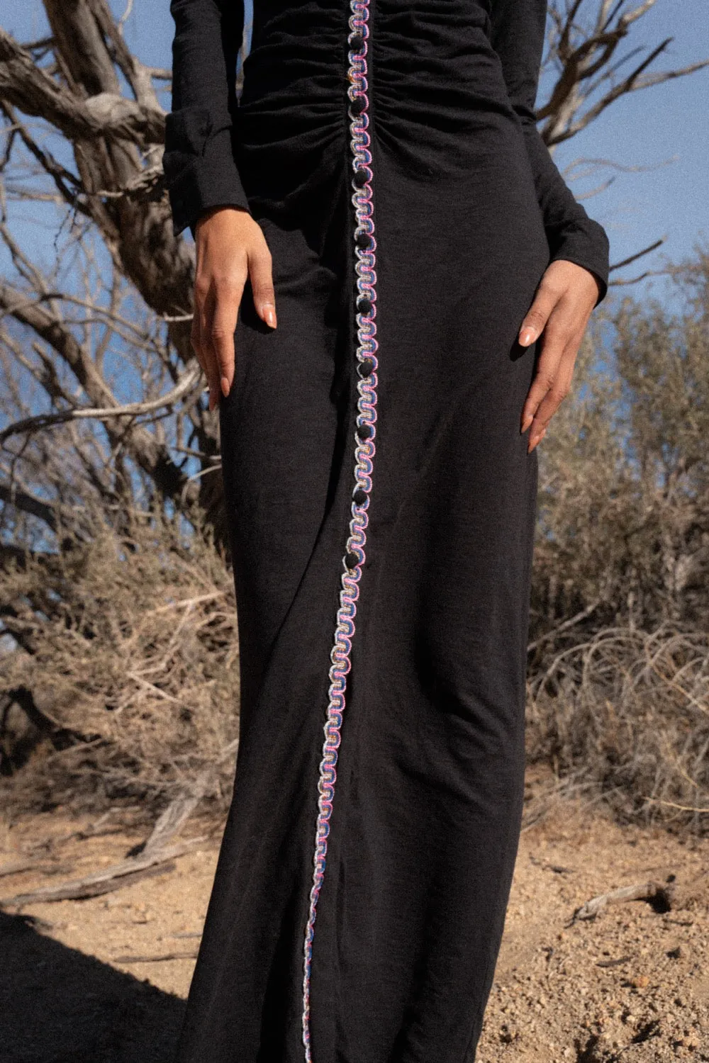 Pima Button Down Ruched Dress