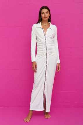 Pima Button Down Ruched Dress