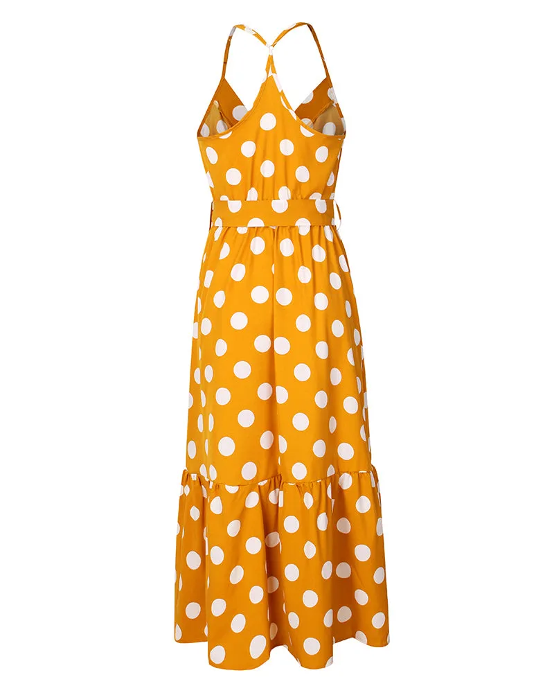 Polka Dot Spaghetti Strap Beachwear Vacation Dress