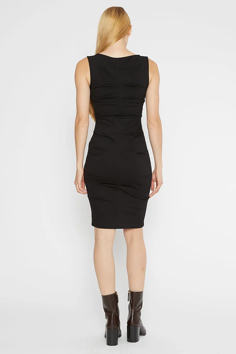 PONTE KNIT RUCHED DRESS