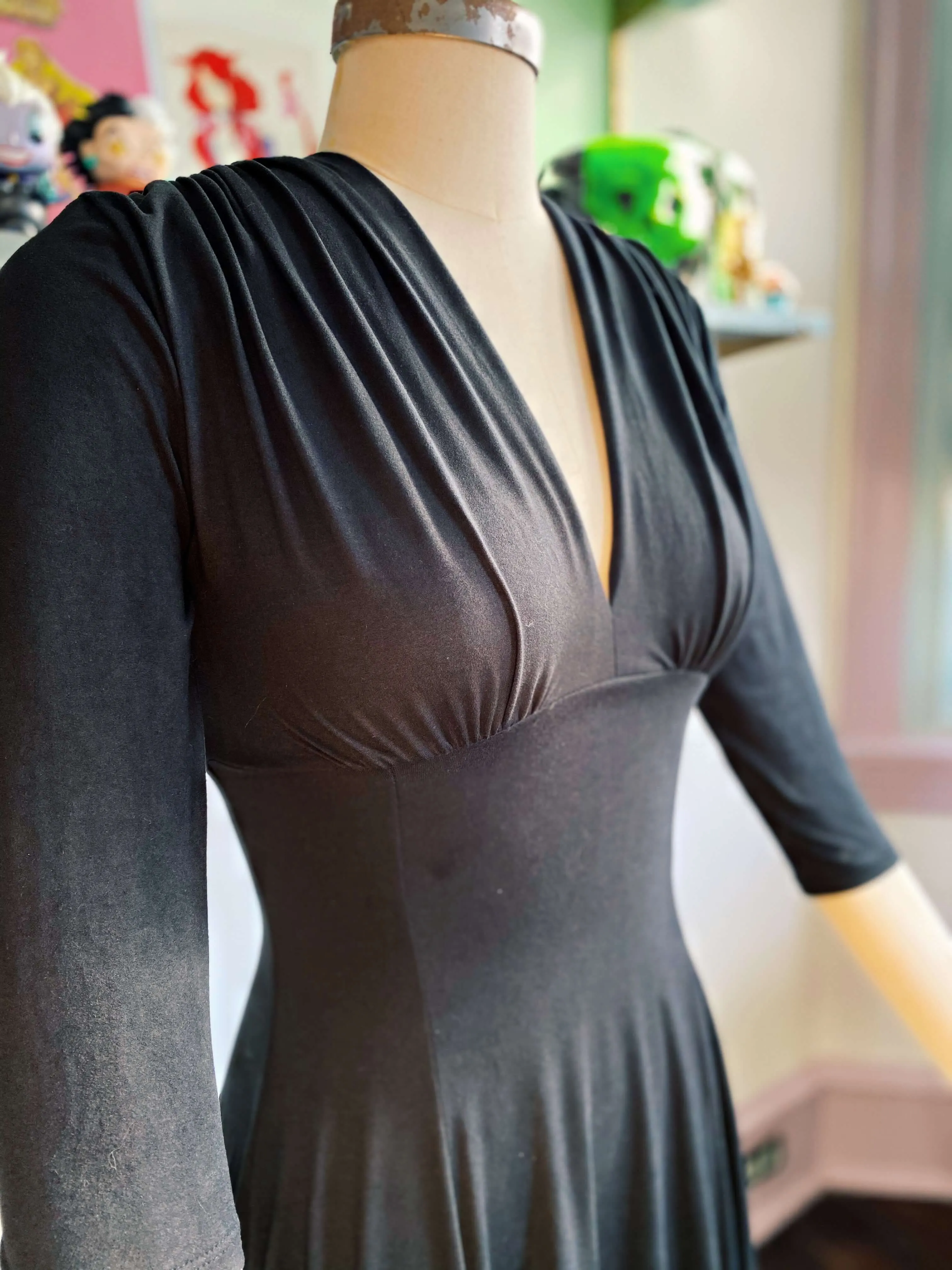 *PRE ORDER* Raquel 3/4 Sleeve Black Knit Maxi Dress