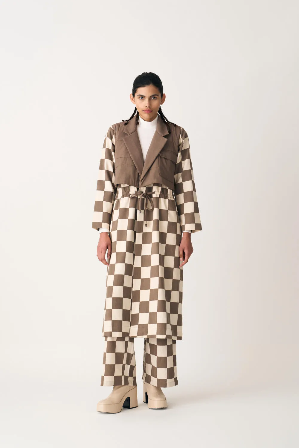 QUILTED YOKE TRENCH OVERLAY CO-ORD (SET OF 2)