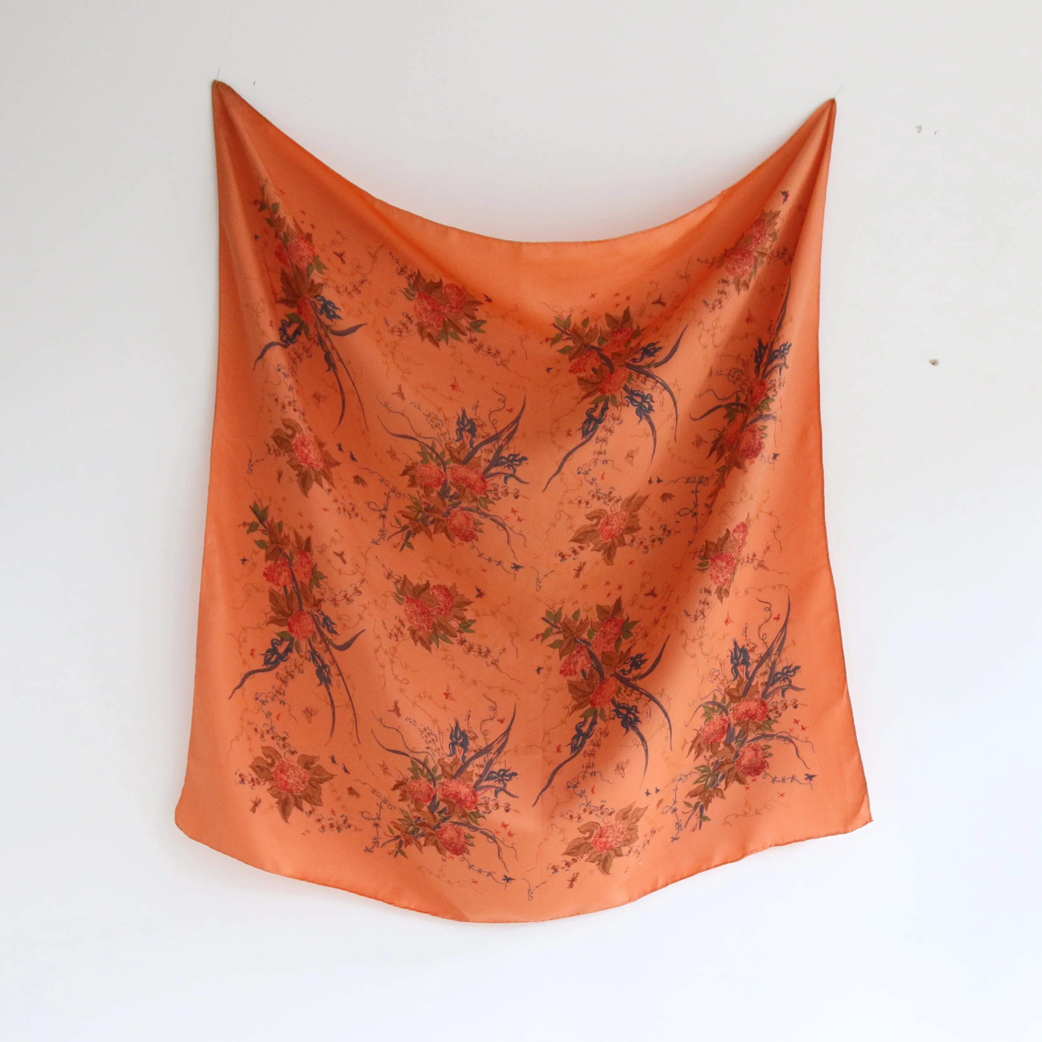 "Peach Florals" Vintage 1950's Floral Silk Scarf