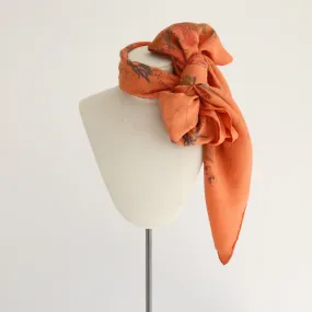 "Peach Florals" Vintage 1950's Floral Silk Scarf