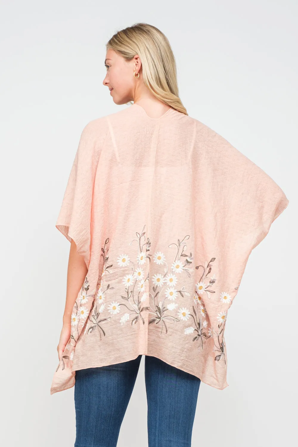 RAJ PAULINE PEARL PEACH FLORAL EMBROIDERED DUSTER KIMONO