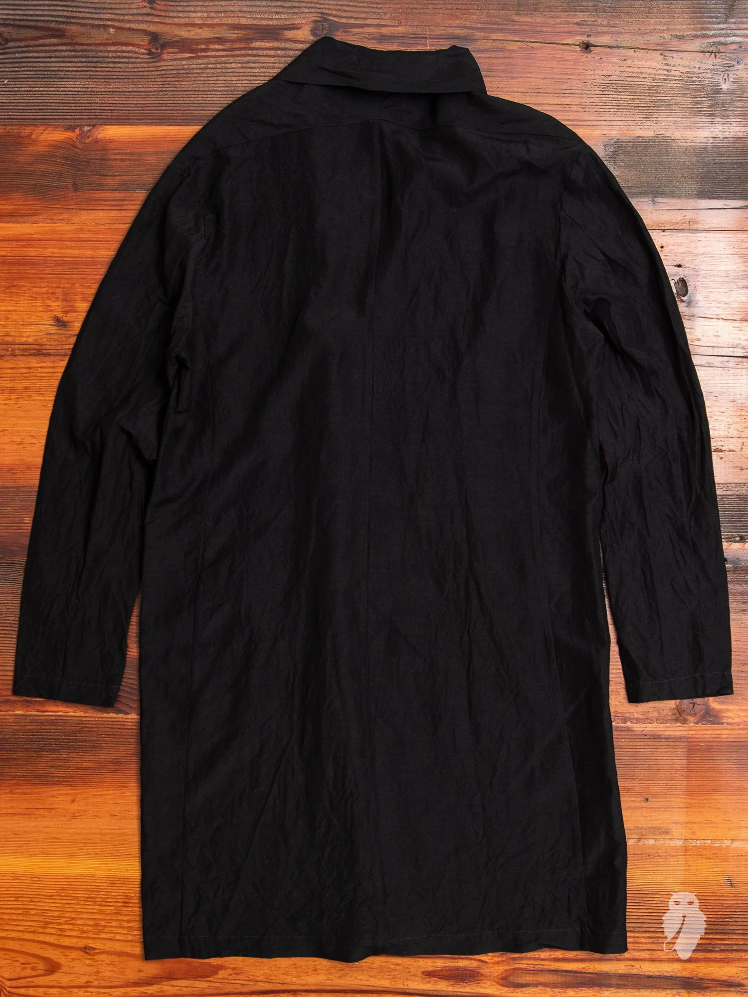 Rayon/Ramie Stole Collar Long Cardigan in Black