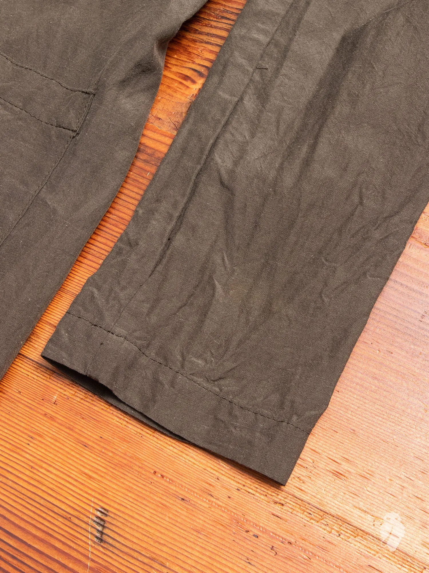 Rayon/Ramie Stole Collar Long Cardigan in Olive
