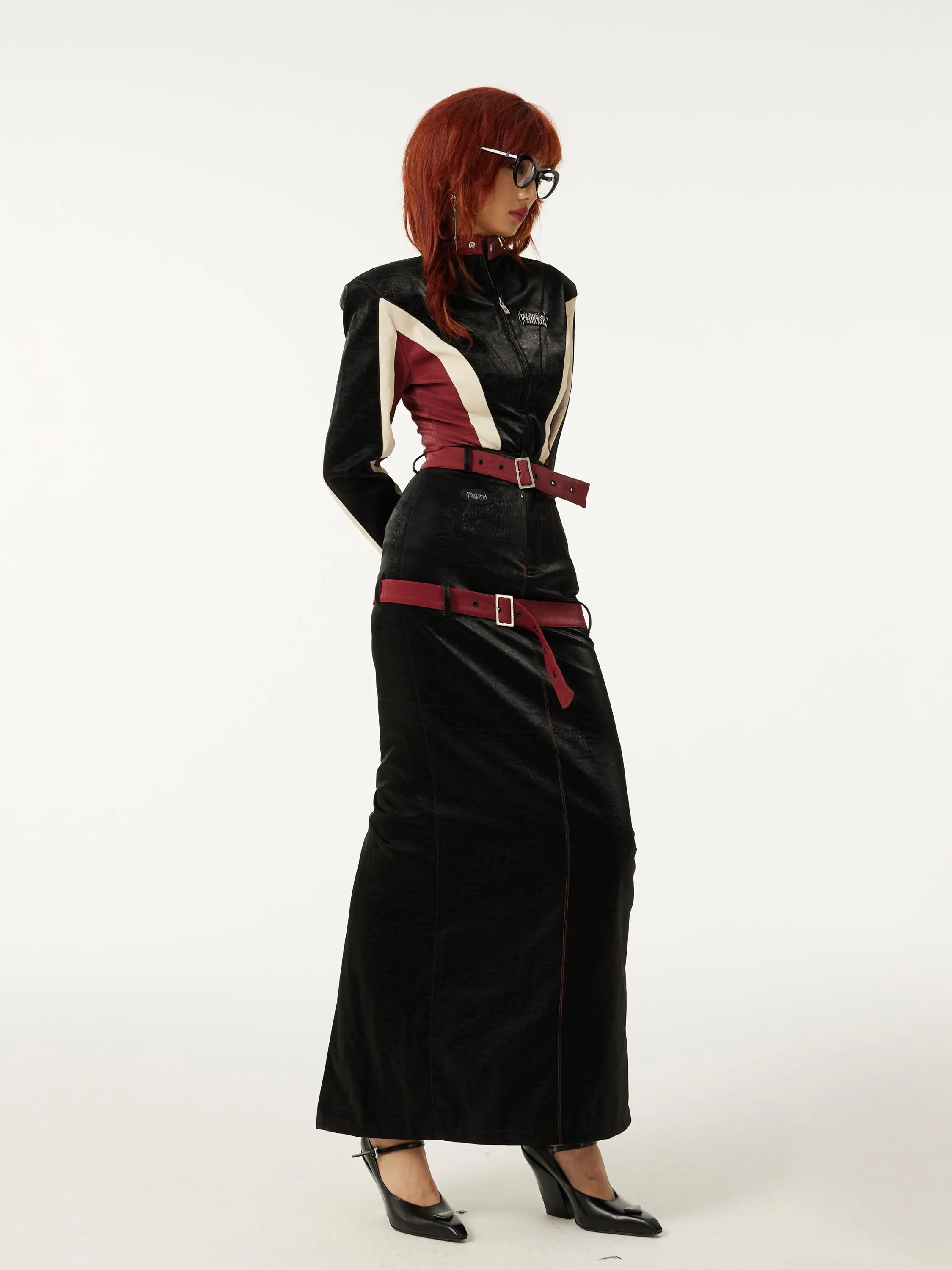 RED VELVET motorcycle leather jacket