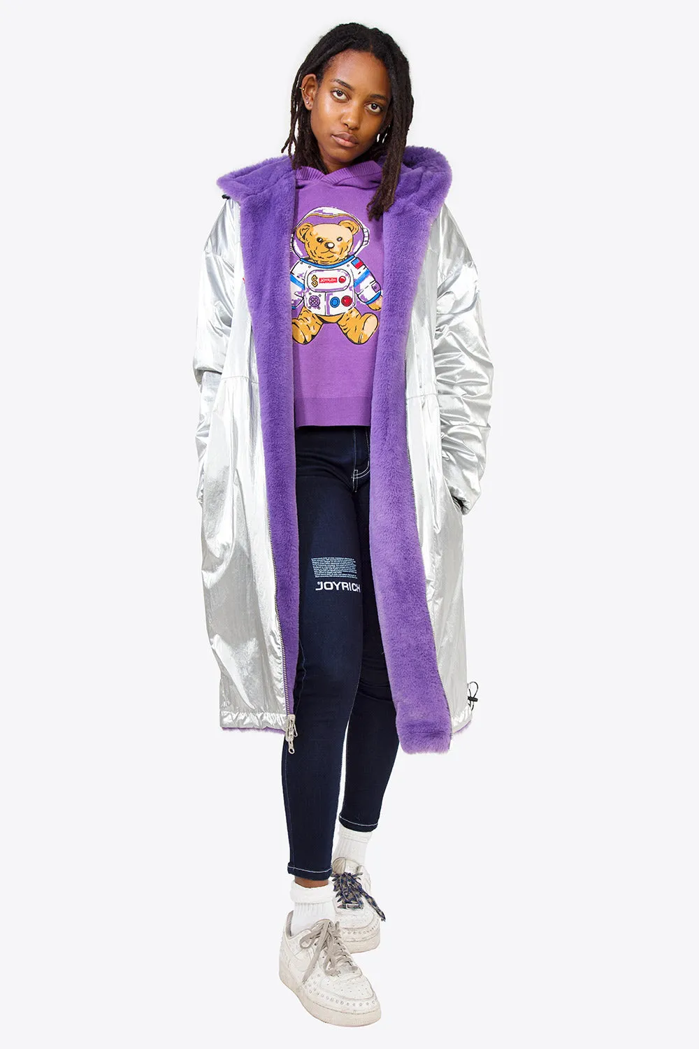 Reversible Faux Fur Coat / Purple