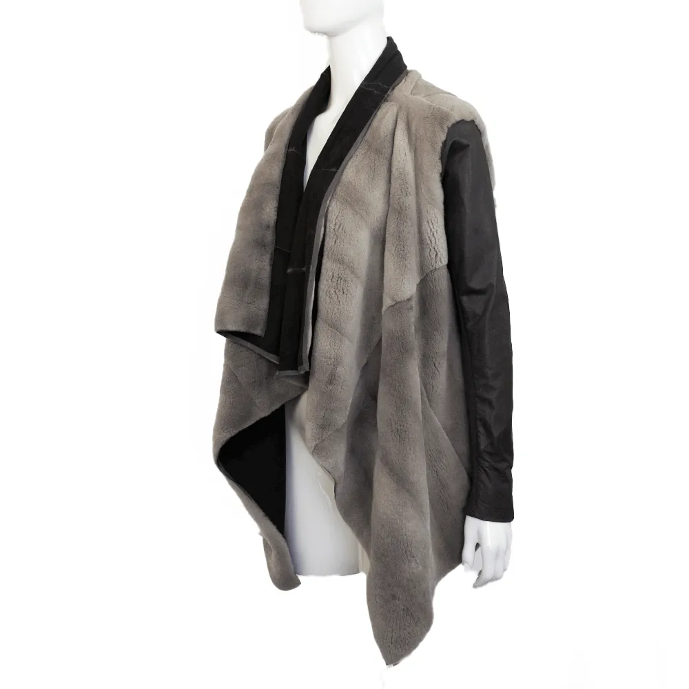 Rick Owens Gray Sheared Mink Leather Jacket