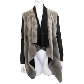 Rick Owens Gray Sheared Mink Leather Jacket