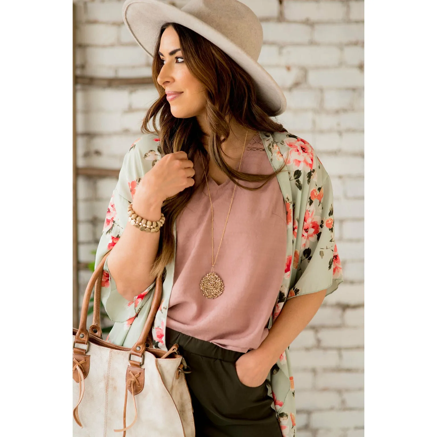 Sage Floral Kimono