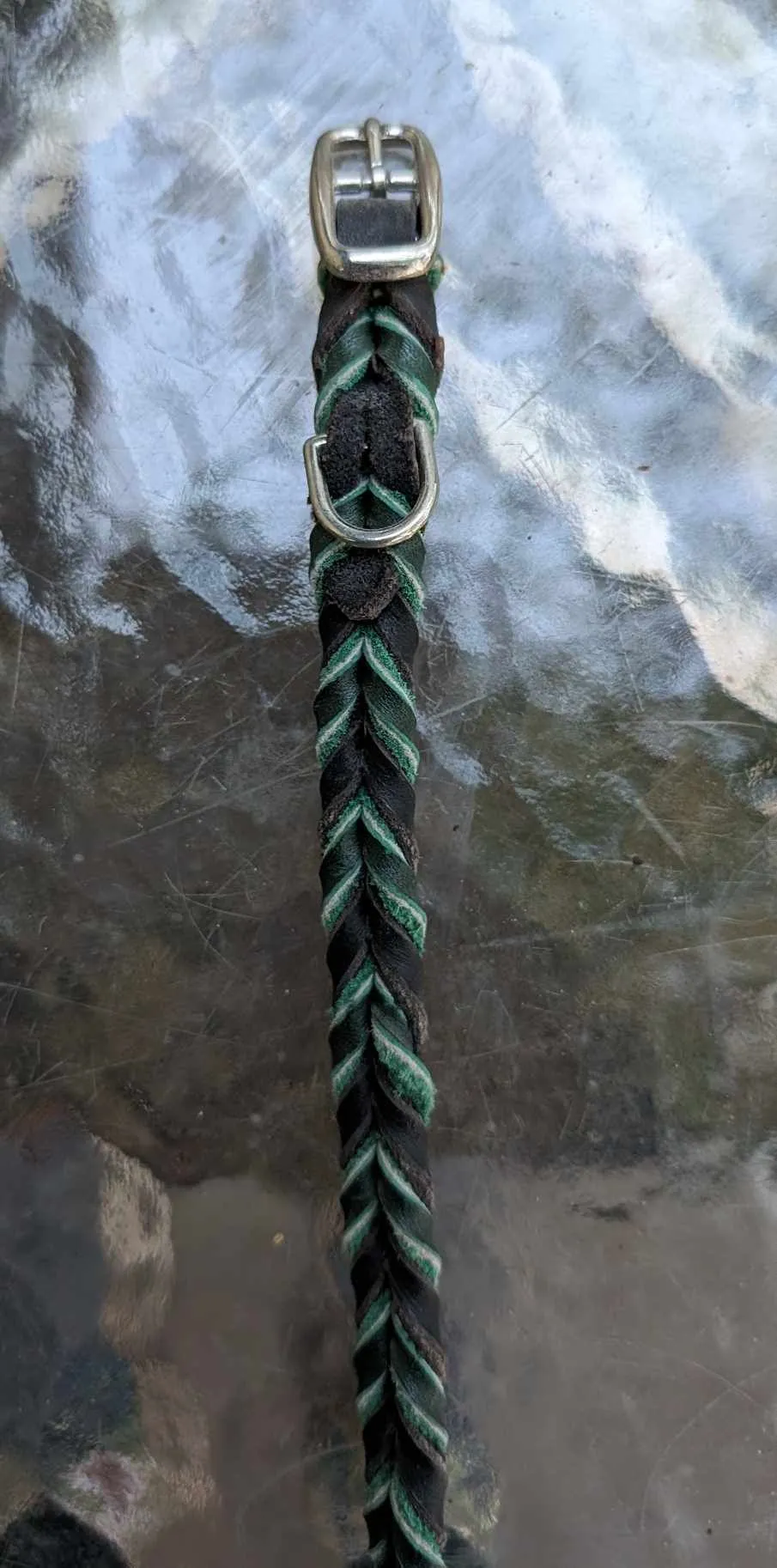 SALE! Shop worn Braided Latigo Leather Collars - SIZE 8 - 10