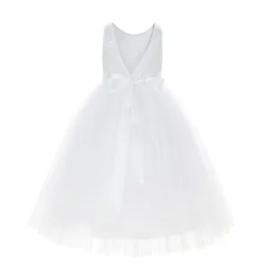 Sequin V-Back Flower Girl Dress Special Occasions Wedding Reception Communion Baptism Pageant LG1