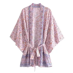 Short Kimono Lilac Flowers