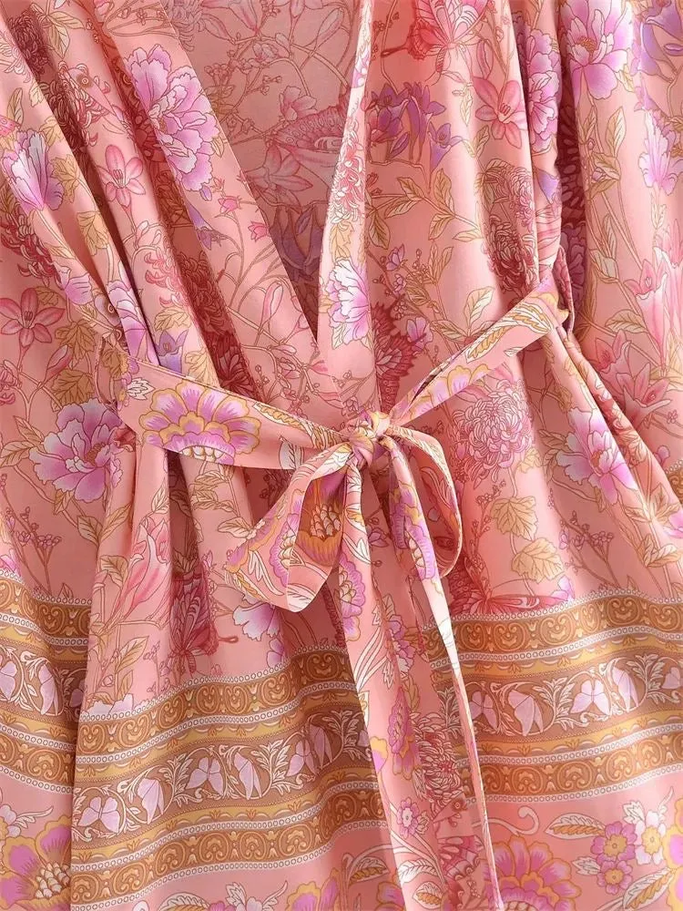 Short Kimono Pink Floral