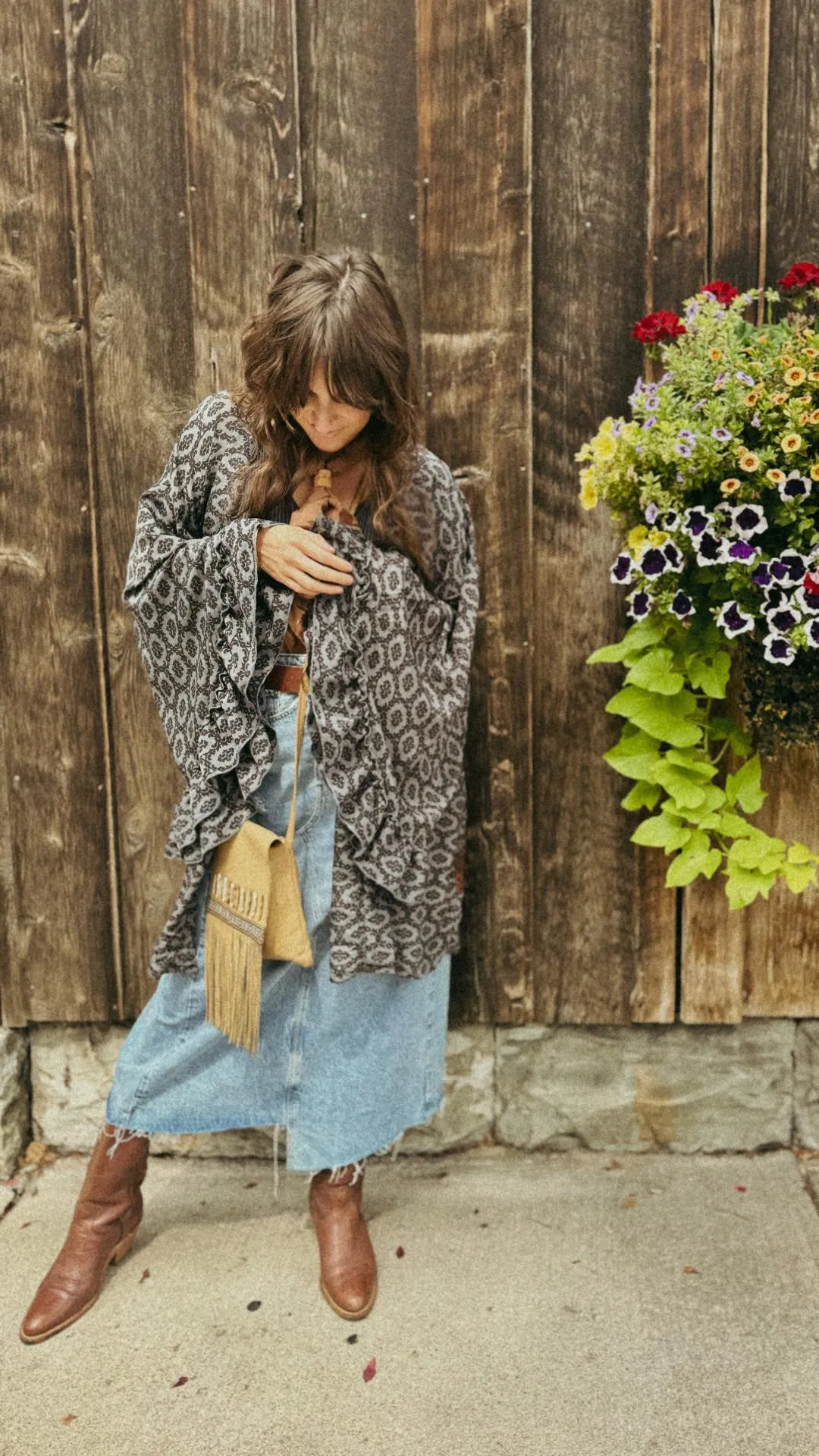 Silk Bell Sleeve Kimono - 009
