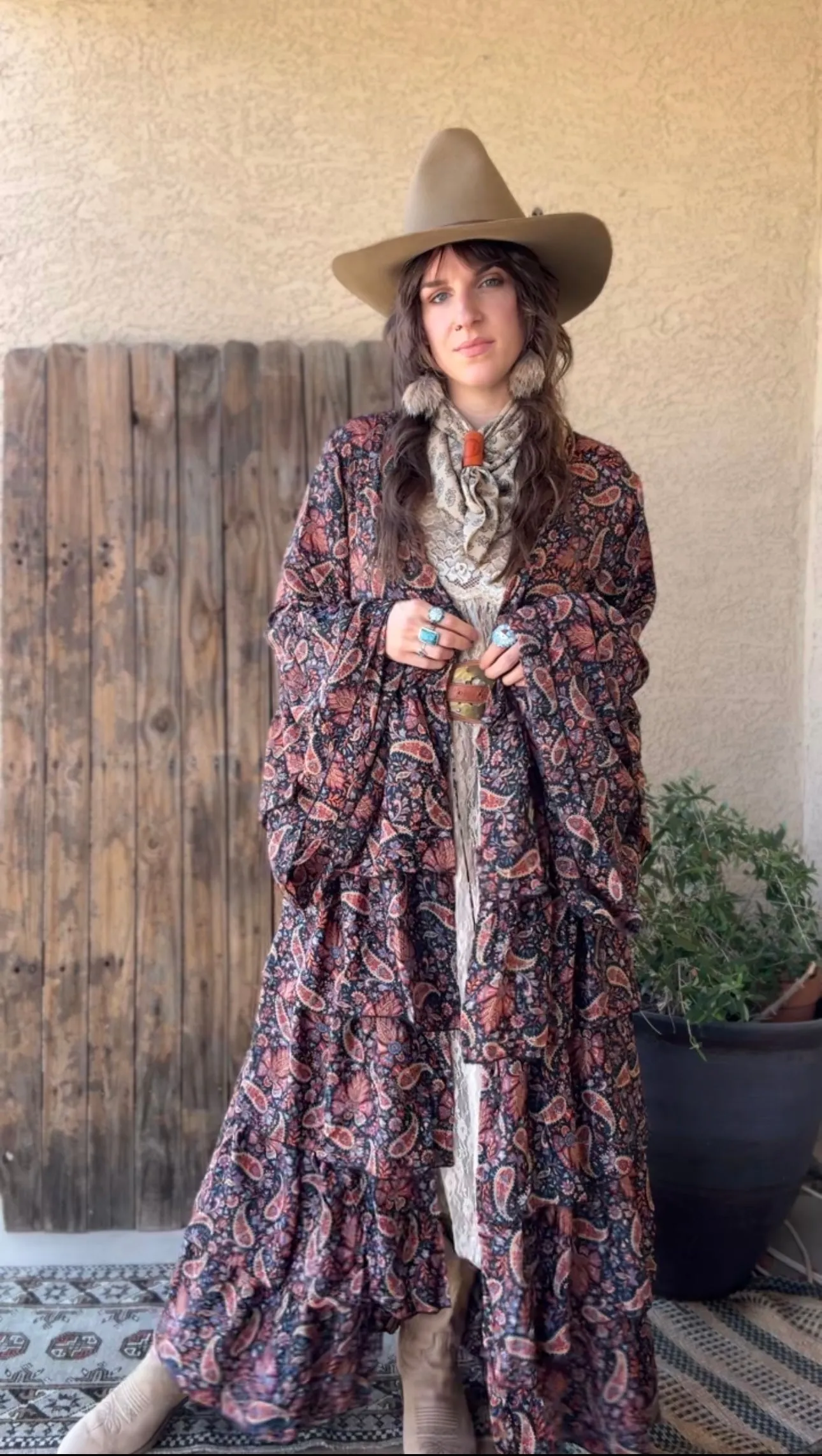 Silk Long Ruffle Kimono - 005