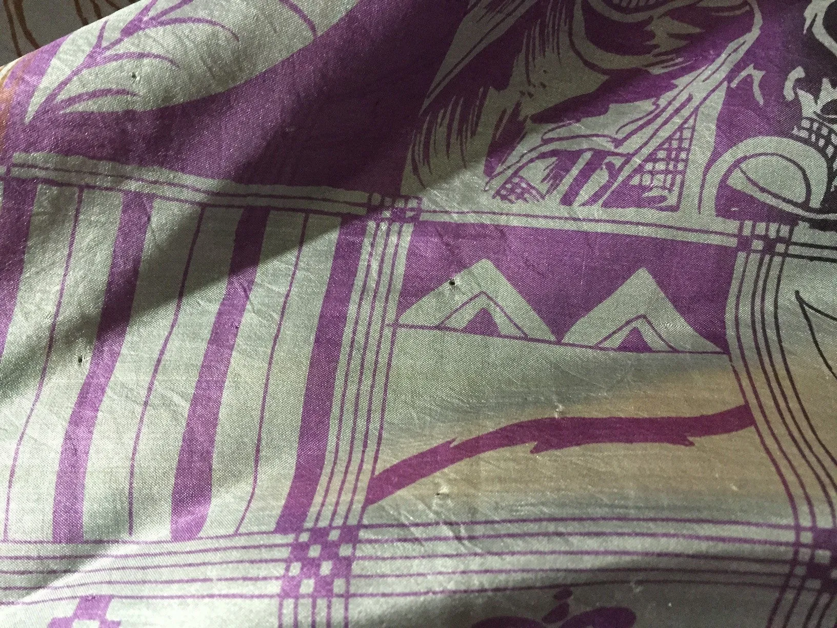 Silk Sari Robe / Grey & Black Floral Print