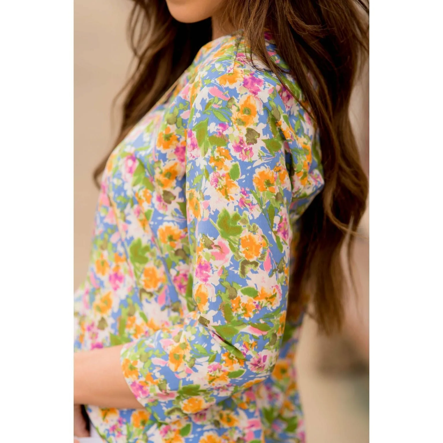 Sketched Floral V-Neck Blouse