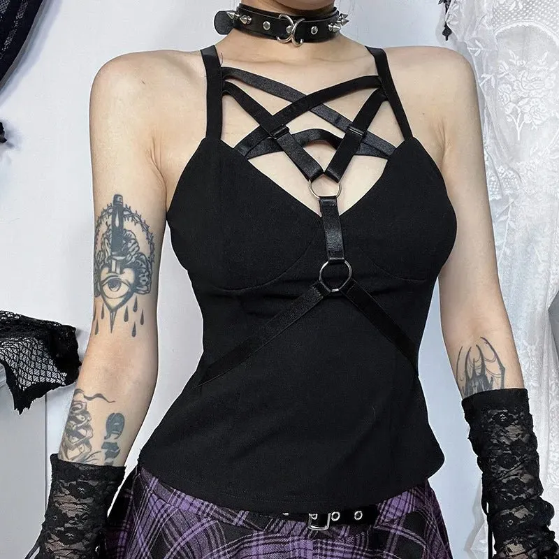 Slim Punk Backless Tank Top Women