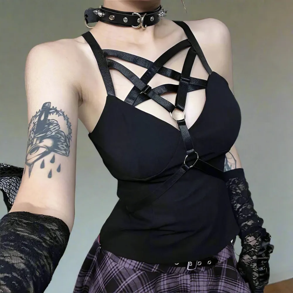Slim Punk Backless Tank Top Women