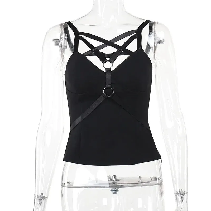 Slim Punk Backless Tank Top Women
