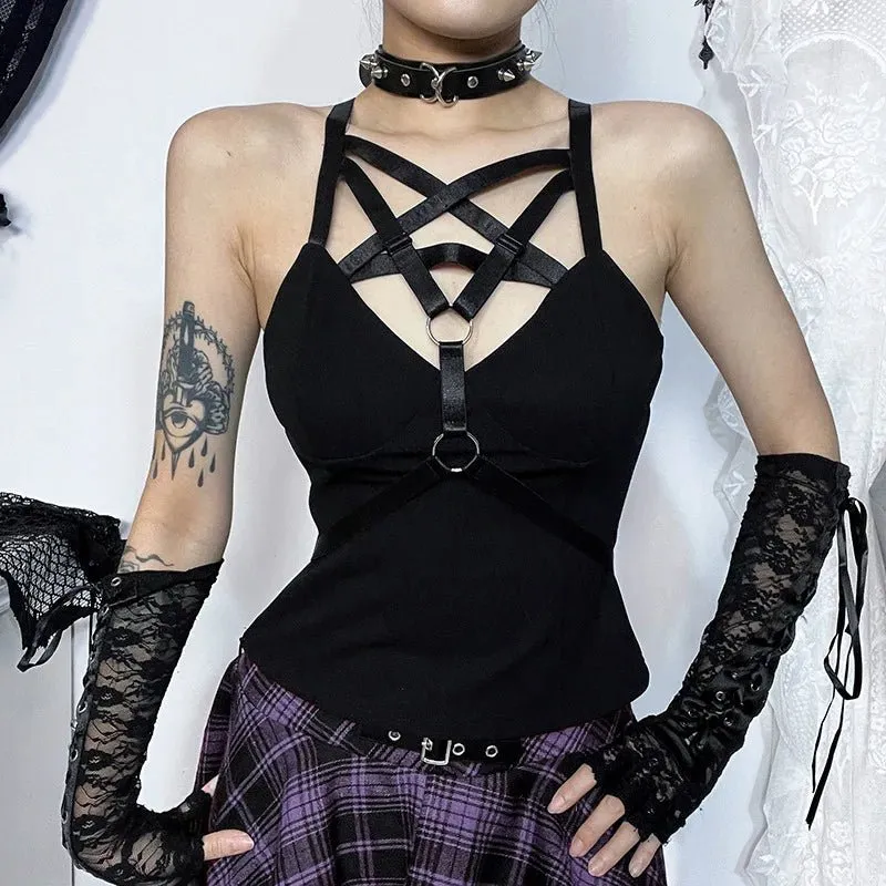 Slim Punk Backless Tank Top Women