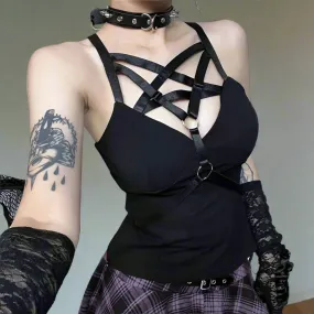Slim Punk Backless Tank Top Women