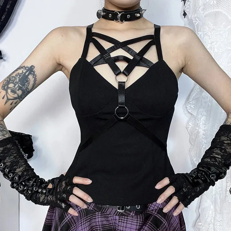 Slim Punk Backless Tank Top Women