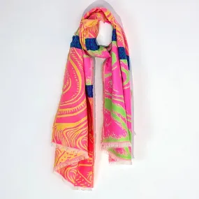 Special and substantial warm neon swirl scarf