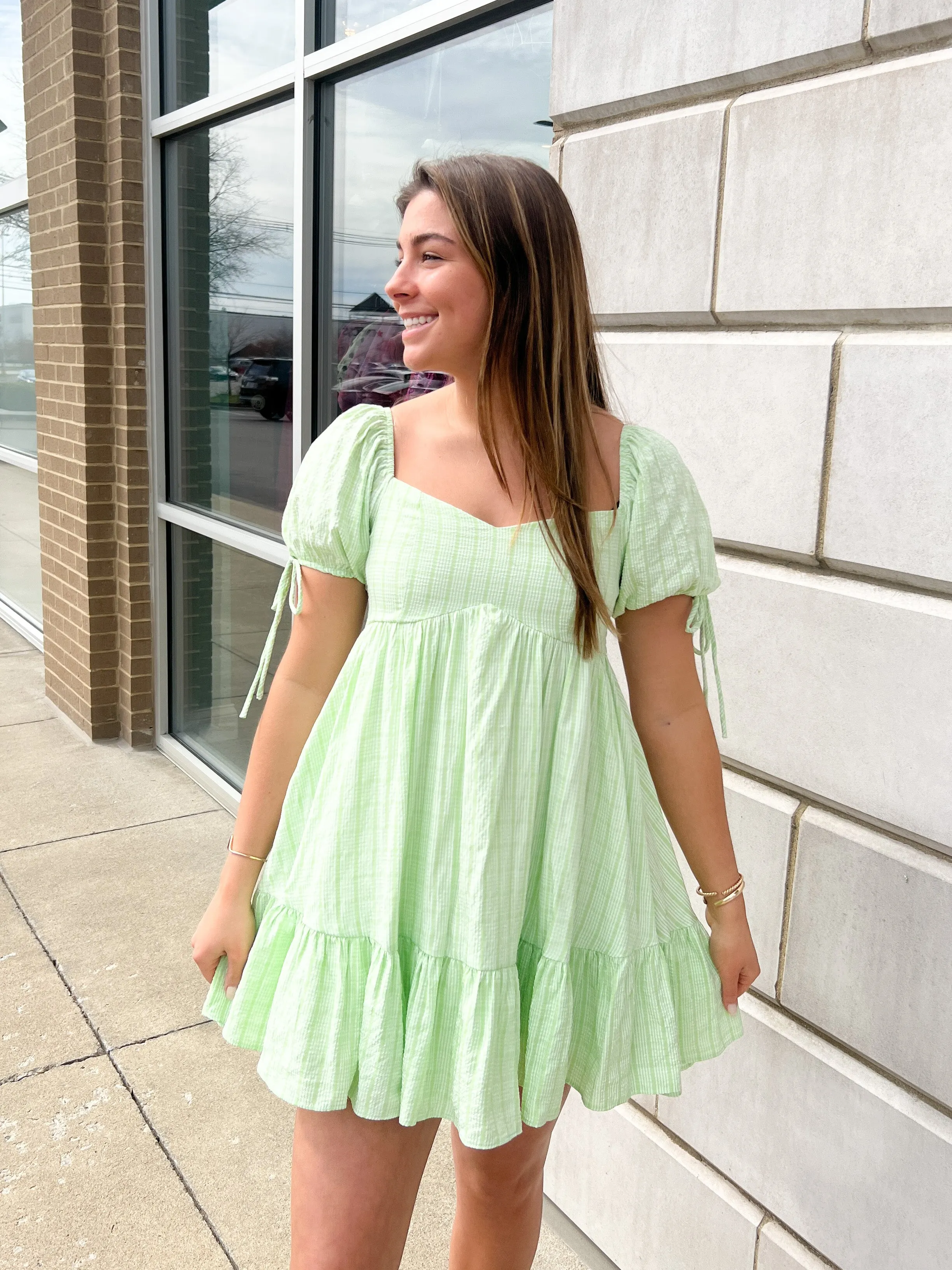Subtle Stripe Sweetheart Babydoll Dress