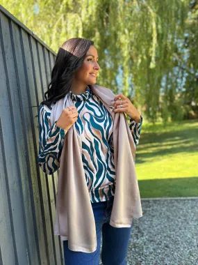 Taupe Satin Blend Scarf