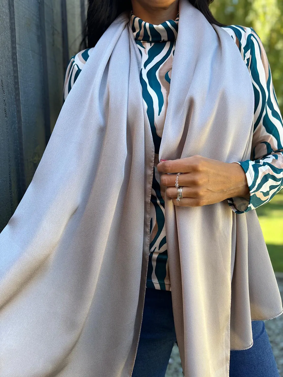 Taupe Satin Blend Scarf