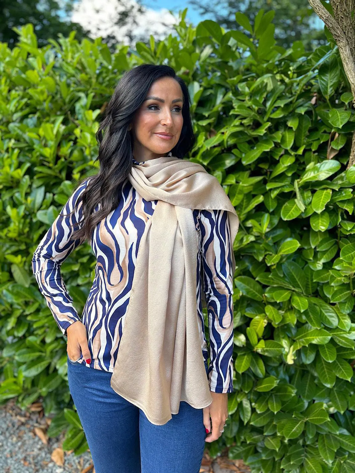Taupe Satin Blend Scarf