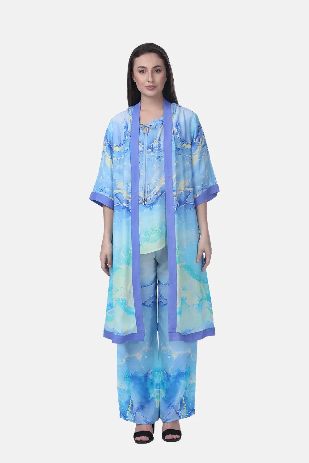 TEMPER BLUE - KIMONO LONG SHRUG