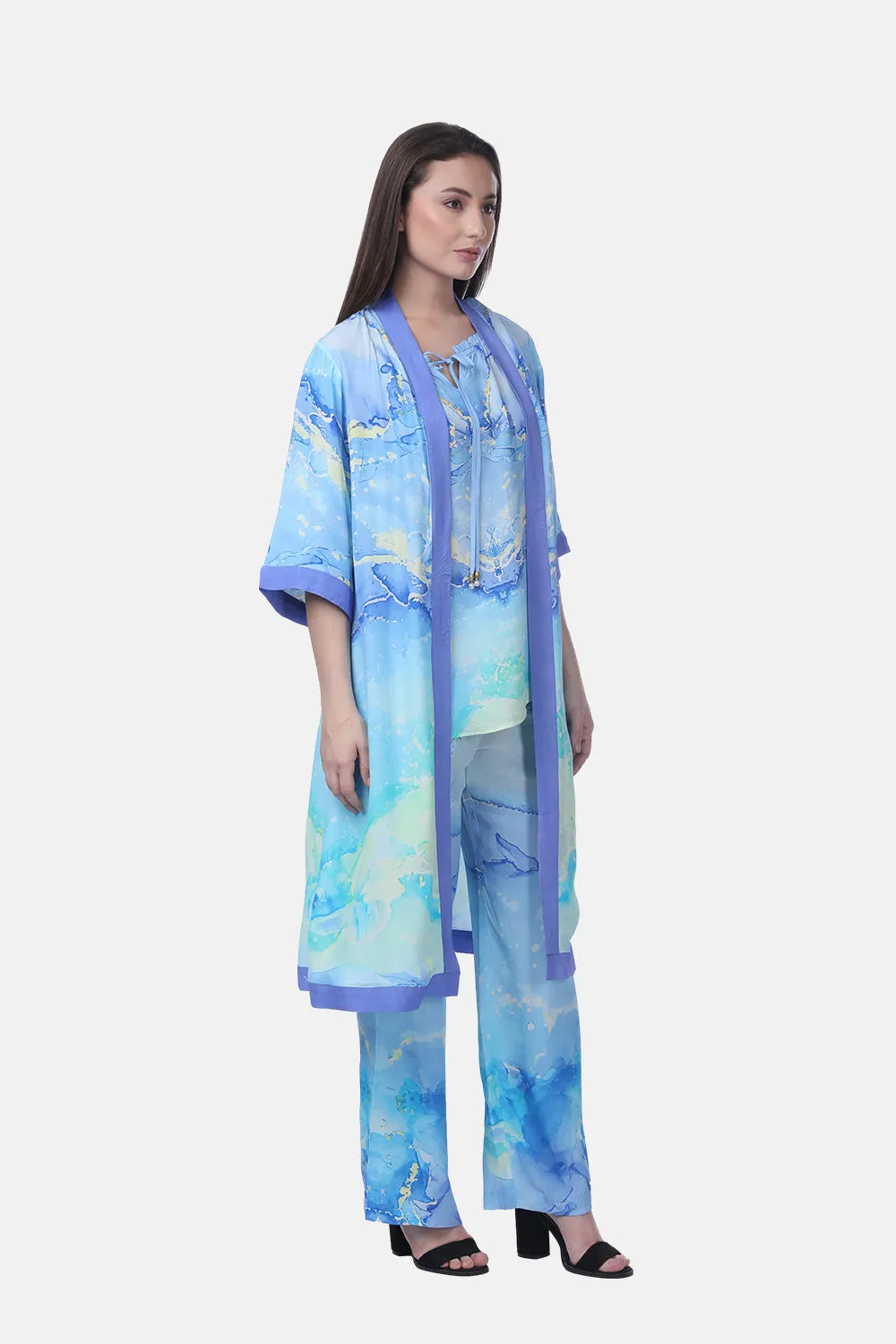 TEMPER BLUE - KIMONO LONG SHRUG