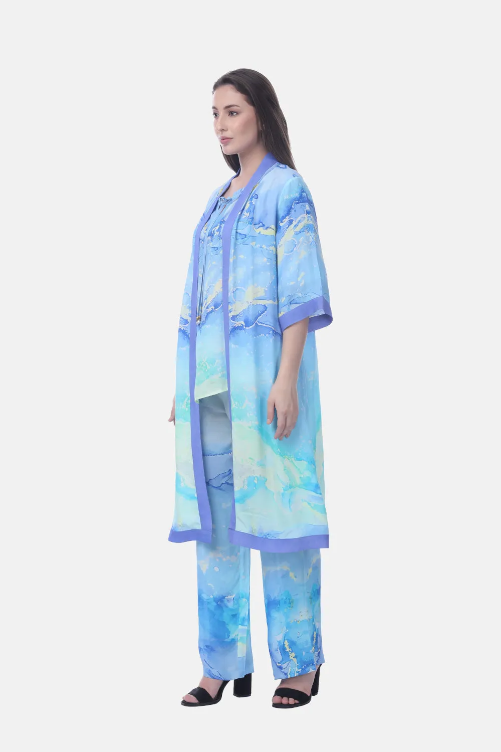 TEMPER BLUE - KIMONO LONG SHRUG