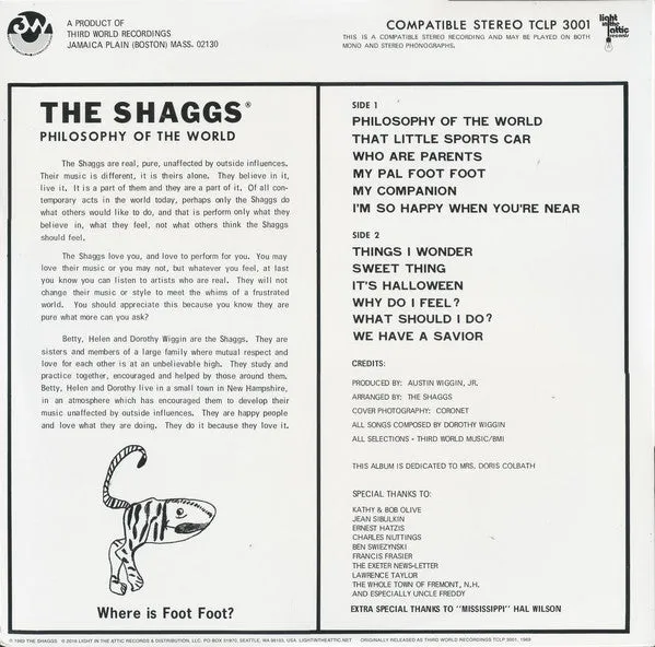 The Shaggs - Philosophy Of The World (LP, Album, RE, RM, Gat) (M)