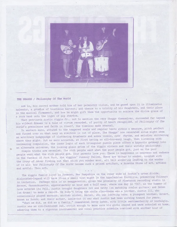 The Shaggs - Philosophy Of The World (LP, Album, RE, RM, Gat) (M)