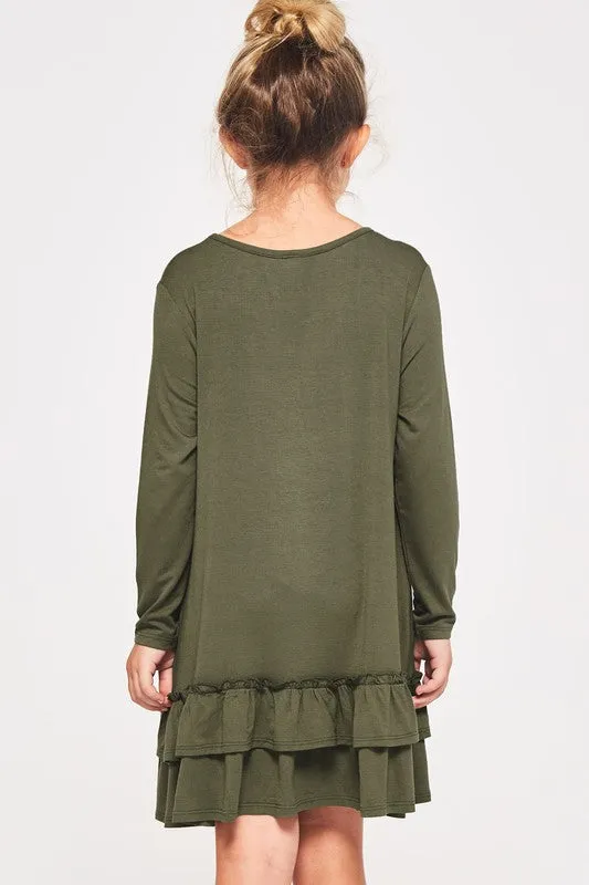 Tiered Ruffle Dress in Olive