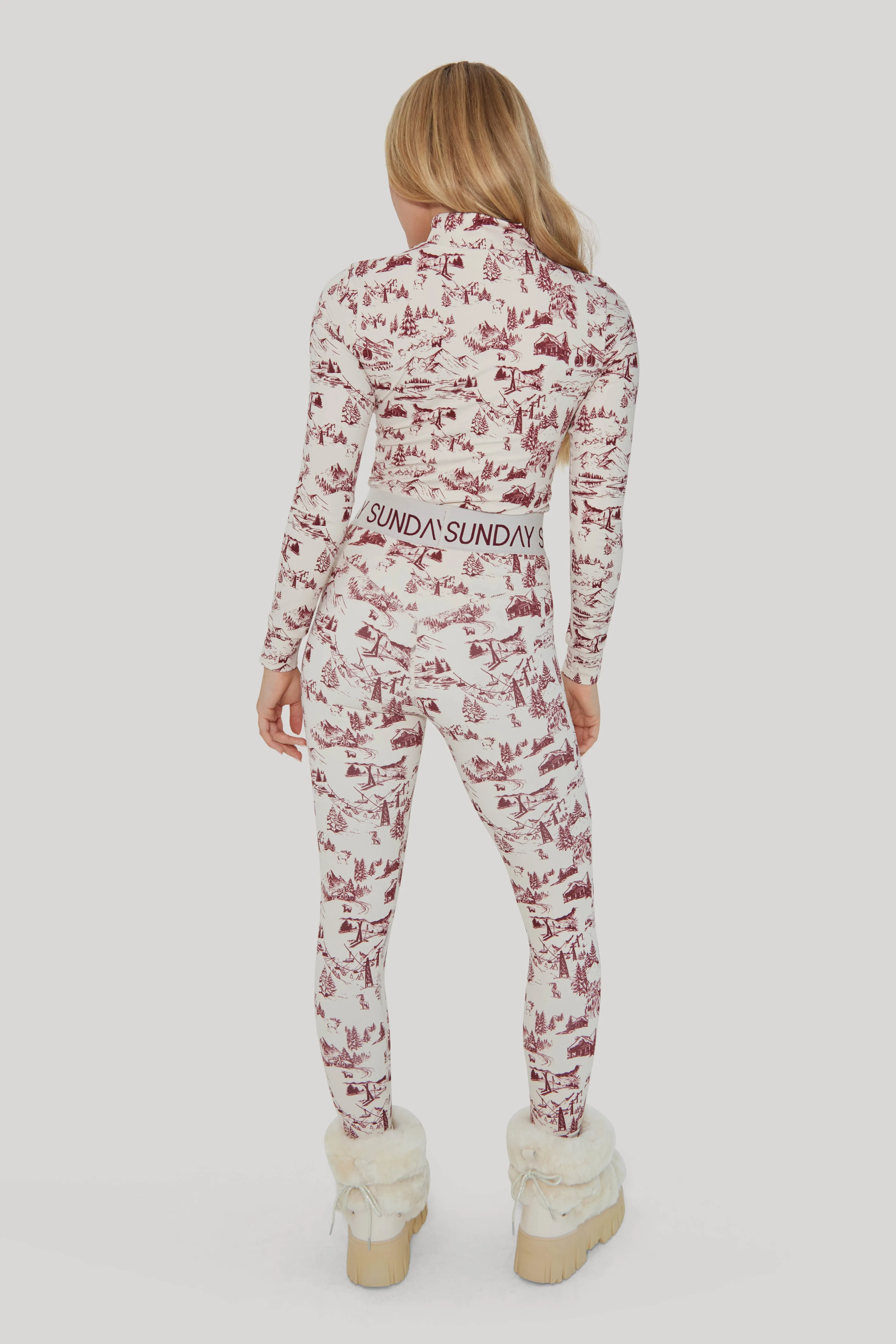 Toile de Jouy Base Layer Set - Cabernet