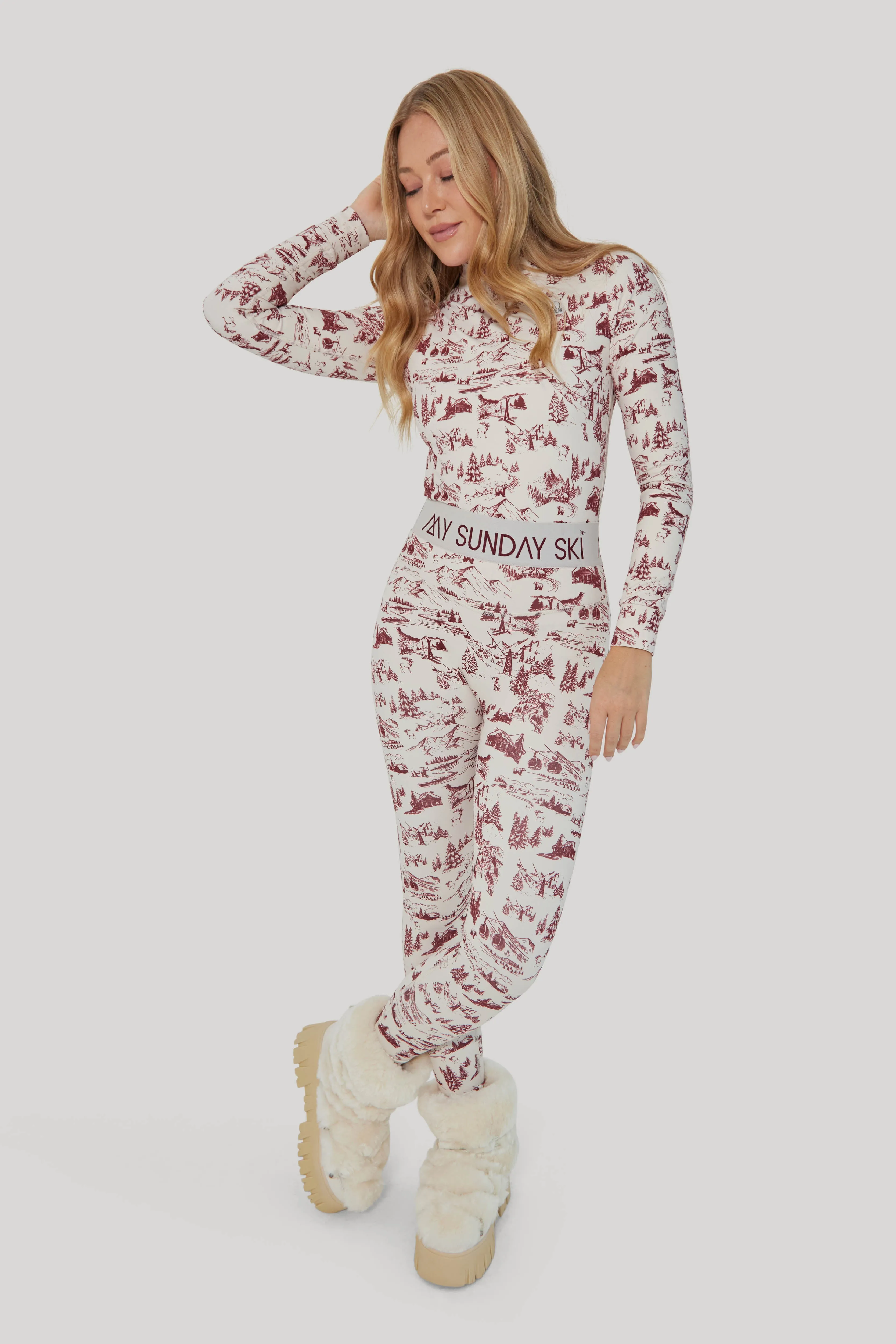 Toile de Jouy Base Layer Set - Cabernet
