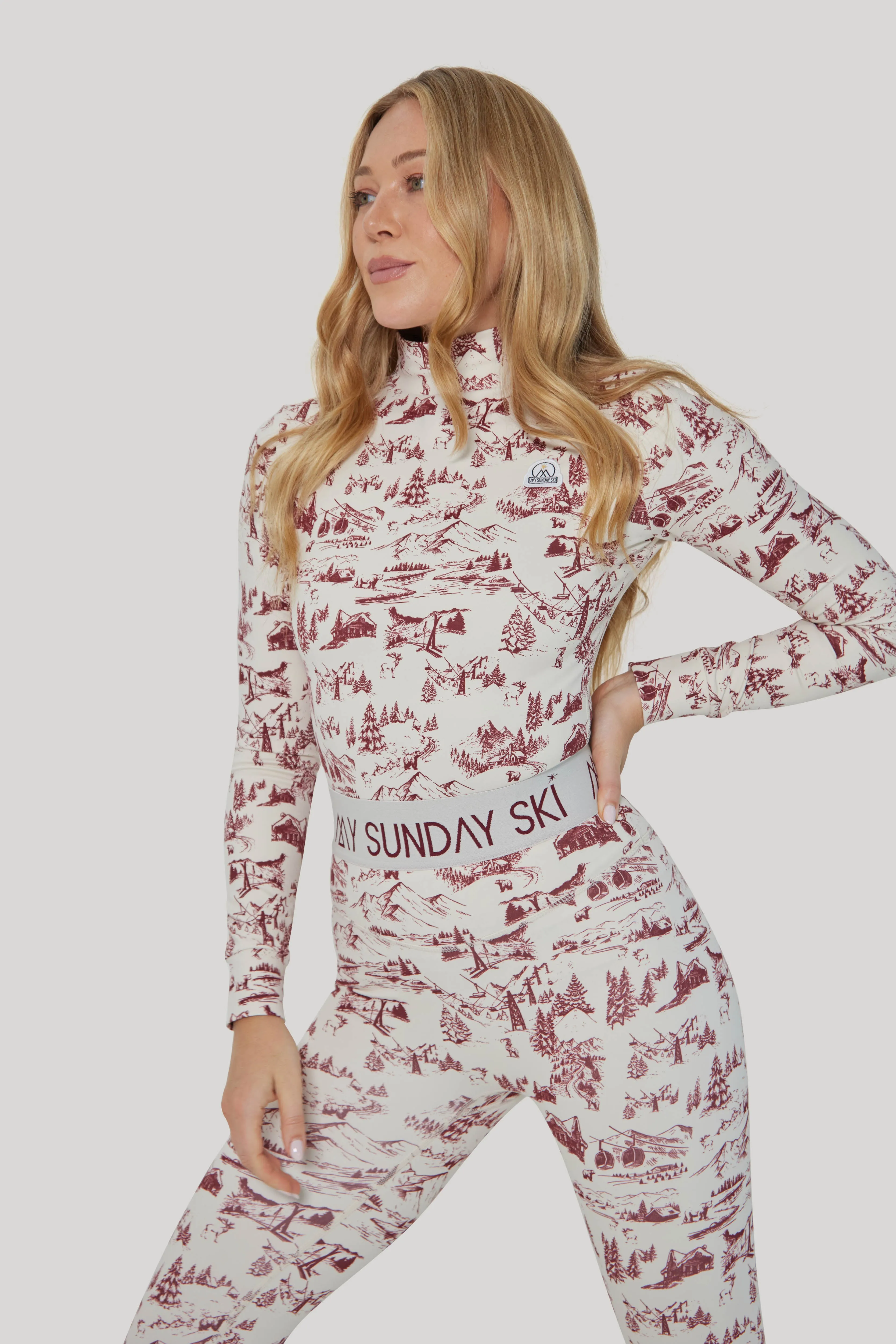 Toile de Jouy Base Layer Set - Cabernet